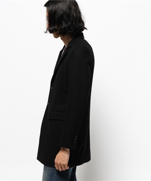 MK MICHEL KLEIN HOMME （エムケーミッシェルクランオム）の「ウールメルトンチェスターコート（MK MICHEL KLEIN HOMME）（チェスターコート・メンズ・ブラック/チャコールグレー・MEDIUM/X-LARGE/LARGE）」の3枚目の写真