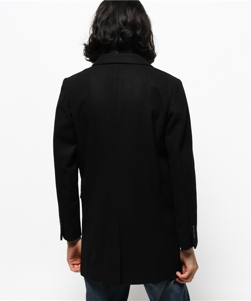 MK MICHEL KLEIN HOMME （エムケーミッシェルクランオム）の「ウールメルトンチェスターコート（MK MICHEL KLEIN HOMME）（チェスターコート・メンズ・ブラック/チャコールグレー・MEDIUM/X-LARGE/LARGE）」の4枚目の写真