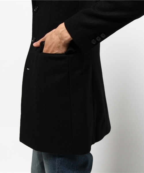 MK MICHEL KLEIN HOMME （エムケーミッシェルクランオム）の「ウールメルトンチェスターコート（MK MICHEL KLEIN HOMME）（チェスターコート・メンズ・ブラック/チャコールグレー・MEDIUM/X-LARGE/LARGE）」の7枚目の写真