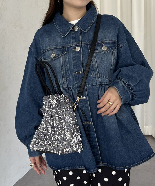 prose verse（プロズヴェール）の「スパンコール巾着ショルダーバッグ（ショルダーバッグ・レディース・シルバー/ブラック・ﾌﾘ-）」の14枚目の写真