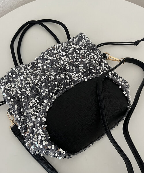 prose verse（プロズヴェール）の「スパンコール巾着ショルダーバッグ（ショルダーバッグ・レディース・シルバー/ブラック・ﾌﾘ-）」の4枚目の写真