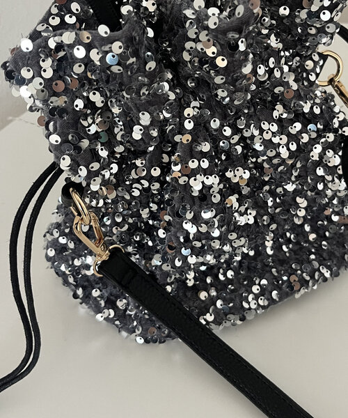 prose verse（プロズヴェール）の「スパンコール巾着ショルダーバッグ（ショルダーバッグ・レディース・シルバー/ブラック・ﾌﾘ-）」の3枚目の写真