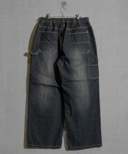 JOHN'S CLOSET(ジョンズクローゼット)の「【13】ブラスト加工 ステッチ ダブルニー ペインターデニムパンツ(デニムパンツ・メンズ・ブラック/ネイビー・MEDIUM/X-LARGE/LARGE)」の4枚目の写真