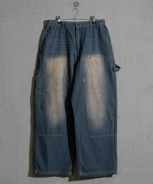 JOHN'S CLOSET(ジョンズクローゼット)の「【13】ブラスト加工 ステッチ ダブルニー ペインターデニムパンツ(デニムパンツ・メンズ・ブラック/ネイビー・MEDIUM/X-LARGE/LARGE)」の11枚目の写真