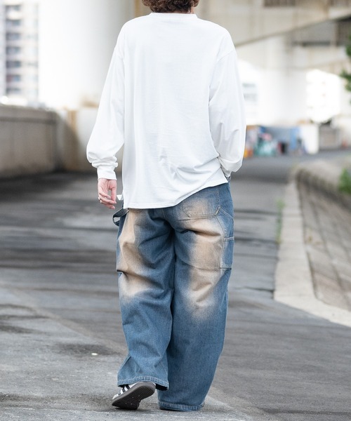 JOHN'S CLOSET(ジョンズクローゼット)の「【13】ブラスト加工 ステッチ ダブルニー ペインターデニムパンツ(デニムパンツ・メンズ・ブラック/ネイビー・MEDIUM/X-LARGE/LARGE)」の9枚目の写真