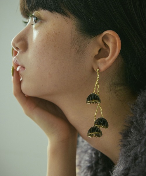 セール】スパンフラワーデザインピアス（ピアス（両耳用））｜Three 