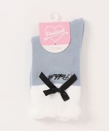 PINKHUNT ピンクハント 配色リボン クルーソックス 9856