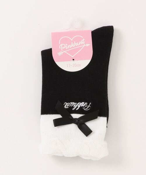 PINKHUNT（ピンクハント）の「PINKHUNT ピンクハント 配色リボン クルーソックス 9856（ソックス/靴下・キッズ・ブラック/スカイブルー系1/ベージュ・21-24cm/17-20）」の8枚目の写真