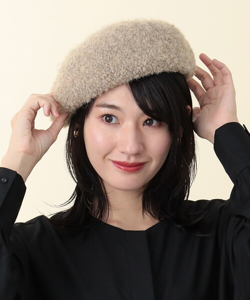BEAMS HEART(ビームスハート)の「フェイクシープ ベレー帽(ハンチング/ベレー帽・レディース・ベージュ/グレー/ネイビー/ブラック・ONE SIZE)」の3枚目の写真