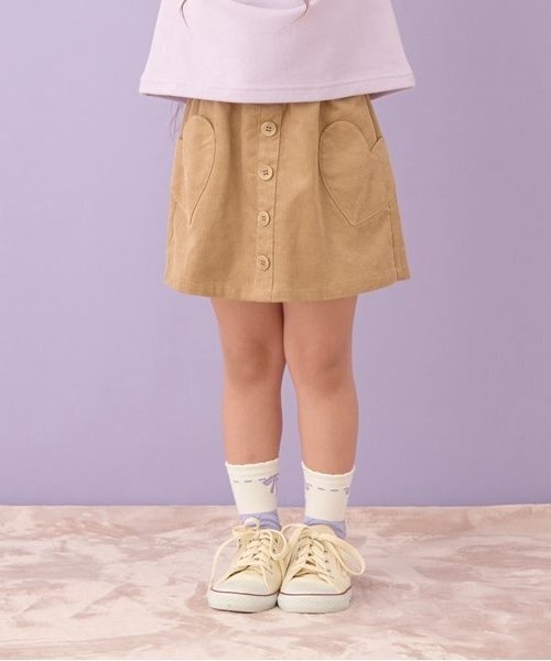 Lycee mine(リセマイン)の「ハートポケットコーデュロイスカパン(その他パンツ・キッズ・ベージュ/ダークブラウン/モスグリーン/ライトピンク/アイボリー/スカイブルー・100cm/110cm/120cm/130cm/140cm/150cm)」の2枚目の写真