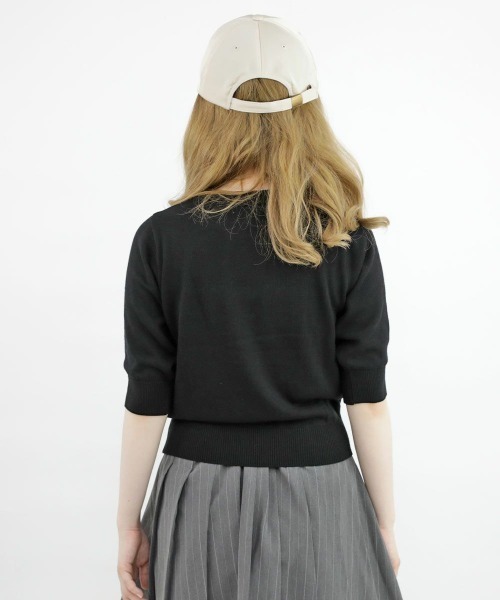 F i.n.t(フィント)の「レター刺繍5分袖ニットプルオーバー/fint(ニット/セーター・レディース・アイボリー/ブラック/レッド・FREE)」の22枚目の写真