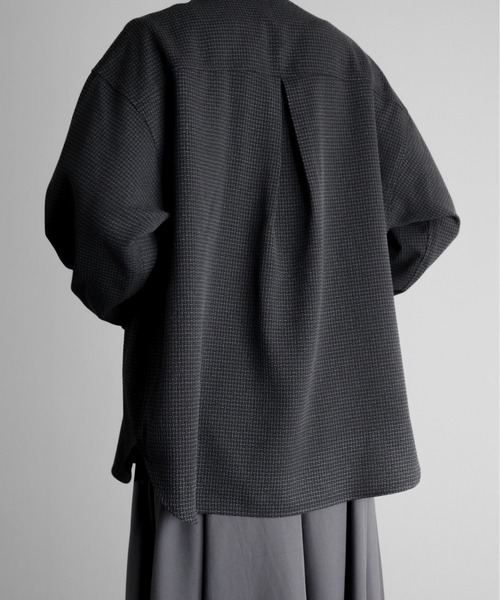 KUUUPY（クーピー）の「Front Tuck Tweed Shirt - フロントタックツイードシャツ（シャツ/ブラウス・メンズ・ブラック×ホワイト/ブラック×グレー・SMALL/MEDIUM/LARGE）」の9枚目の写真