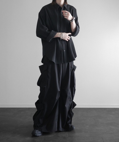 KUUUPY（クーピー）の「Front Tuck Tweed Shirt - フロントタックツイードシャツ（シャツ/ブラウス・メンズ・ブラック×ホワイト/ブラック×グレー・SMALL/MEDIUM/LARGE）」の22枚目の写真