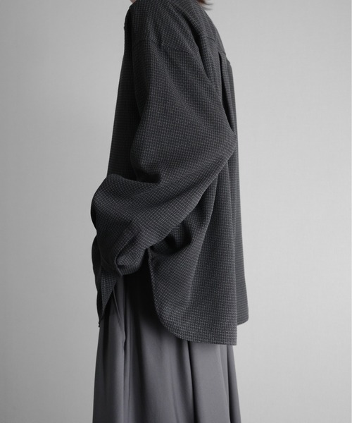 KUUUPY（クーピー）の「Front Tuck Tweed Shirt - フロントタックツイードシャツ（シャツ/ブラウス・メンズ・ブラック×ホワイト/ブラック×グレー・SMALL/MEDIUM/LARGE）」の8枚目の写真