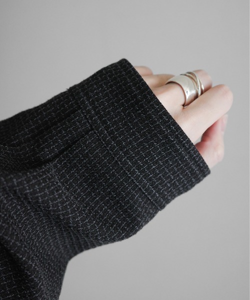 KUUUPY（クーピー）の「Front Tuck Tweed Shirt - フロントタックツイードシャツ（シャツ/ブラウス・メンズ・ブラック×ホワイト/ブラック×グレー・SMALL/MEDIUM/LARGE）」の5枚目の写真