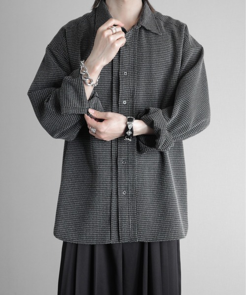 KUUUPY（クーピー）の「Front Tuck Tweed Shirt - フロントタックツイードシャツ（シャツ/ブラウス・メンズ・ブラック×ホワイト/ブラック×グレー・SMALL/MEDIUM/LARGE）」の20枚目の写真