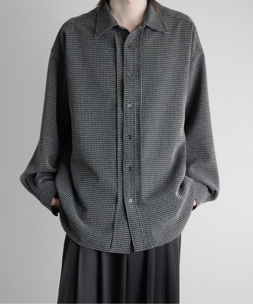 KUUUPY（クーピー）の「Front Tuck Tweed Shirt - フロントタックツイードシャツ（シャツ/ブラウス・メンズ・ブラック×ホワイト/ブラック×グレー・SMALL/MEDIUM/LARGE）」の16枚目の写真