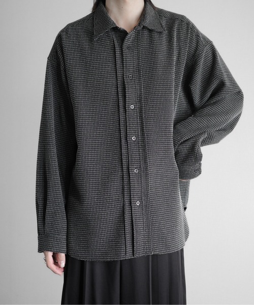 KUUUPY（クーピー）の「Front Tuck Tweed Shirt - フロントタックツイードシャツ（シャツ/ブラウス・メンズ・ブラック×ホワイト/ブラック×グレー・SMALL/MEDIUM/LARGE）」の17枚目の写真