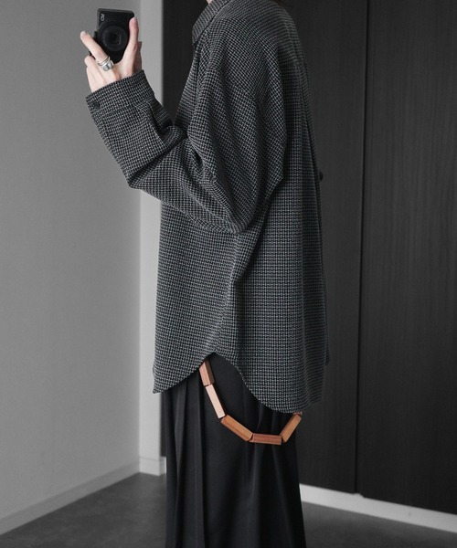 KUUUPY（クーピー）の「Front Tuck Tweed Shirt - フロントタックツイードシャツ（シャツ/ブラウス・メンズ・ブラック×ホワイト/ブラック×グレー・SMALL/MEDIUM/LARGE）」の14枚目の写真