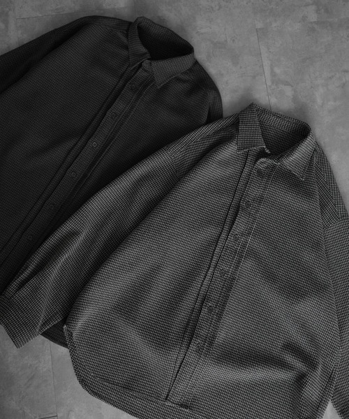 KUUUPY（クーピー）の「Front Tuck Tweed Shirt - フロントタックツイードシャツ（シャツ/ブラウス・メンズ・ブラック×ホワイト/ブラック×グレー・SMALL/MEDIUM/LARGE）」の11枚目の写真