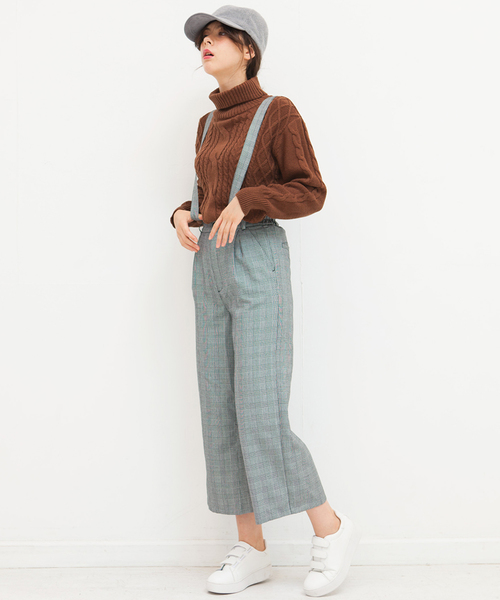 WEGO（ウィゴー）の「WEGO/サスペンダー付きワイドパンツ（その他パンツ・レディース・ブラック/グレー系その他/オフホワイト/グレー/ブラック系その他/ダークブラウン・FREE）」の6枚目の写真