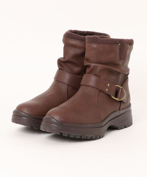 Piedi Nudi（ピエディヌーディ）の「BCC リブニット ベルト使いブーツ（ブーツ・レディース・ダークブラウン/アッシュブラウン/ブラック・L/M/LL/S）」の3枚目の写真