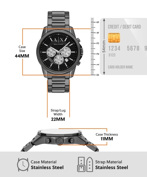 ARMANI EXCHANGE（アルマーニエクスチェンジ）の「アルマーニ・エクスチェンジ 腕時計 メンズ アナログ ステンレス AX1765（アナログ腕時計・メンズ・ガンメタ・FREE）」の7枚目の写真