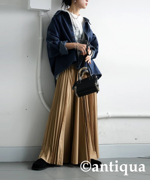 antiqua(アンティカ)の「プリーツフレアスカート(スカート・レディース・ブラック/ベージュ・ONESIZE)」の16枚目の写真