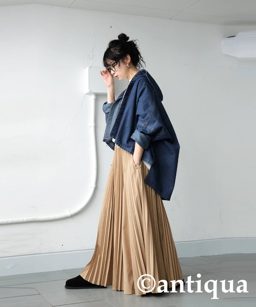antiqua(アンティカ)の「プリーツフレアスカート(スカート・レディース・ブラック/ベージュ・ONESIZE)」の17枚目の写真