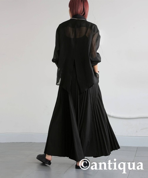 antiqua(アンティカ)の「プリーツフレアスカート(スカート・レディース・ブラック/ベージュ・ONESIZE)」の11枚目の写真