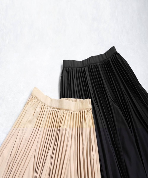 antiqua(アンティカ)の「プリーツフレアスカート(スカート・レディース・ブラック/ベージュ・ONESIZE)」の3枚目の写真