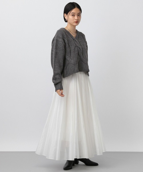 A part by（アパートバイ）の「イタリーケーブルBIGプルオーバーニット（ニット/セーター・レディース・アイボリー/チャコールグレー/グリーン系その他4・FREE）」の6枚目の写真