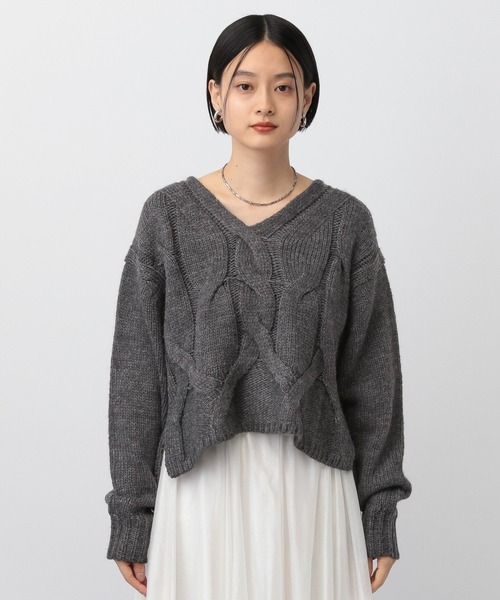 A part by（アパートバイ）の「イタリーケーブルBIGプルオーバーニット（ニット/セーター・レディース・アイボリー/チャコールグレー/グリーン系その他4・FREE）」の15枚目の写真
