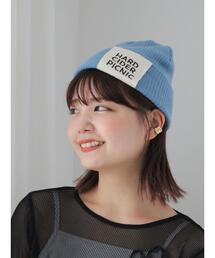 パッチ付ニットキャップ