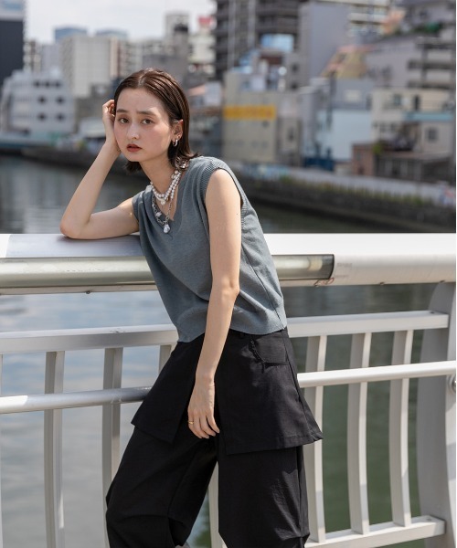 ad thie(アドティエ)の「スカート付き タックフレアパンツ(その他パンツ・レディース・ブラック/オフホワイト/ベージュ・FREE)」の6枚目の写真