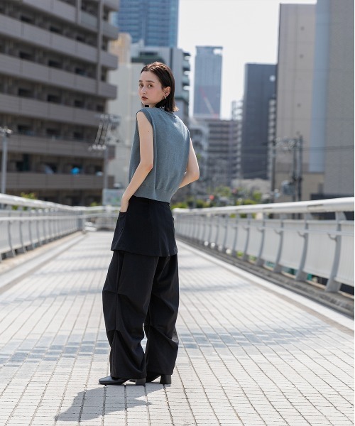 ad thie(アドティエ)の「スカート付き タックフレアパンツ(その他パンツ・レディース・ブラック/オフホワイト/ベージュ・FREE)」の8枚目の写真