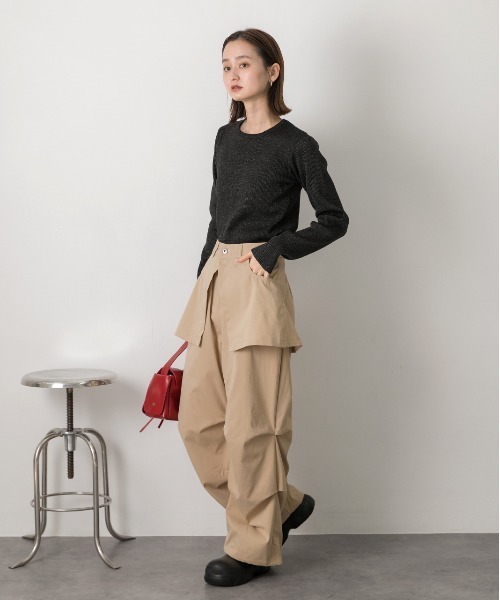 ad thie(アドティエ)の「スカート付き タックフレアパンツ(その他パンツ・レディース・ブラック/オフホワイト/ベージュ・FREE)」の15枚目の写真