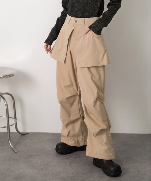 ad thie(アドティエ)の「スカート付き タックフレアパンツ(その他パンツ・レディース・ブラック/オフホワイト/ベージュ・FREE)」の16枚目の写真