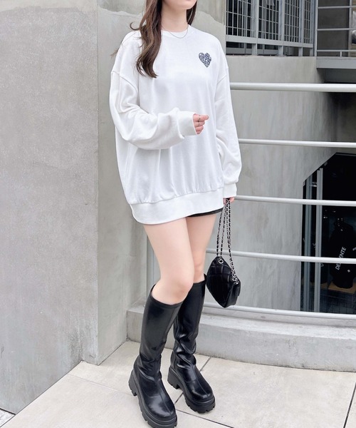 INGNI（イング）の「Backハートスウェットチュニック（スウェット・レディース・オフホワイト/チャコールグレー/バーガンディー/オートミール・M）」の10枚目の写真