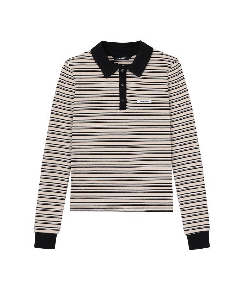 CRANK(クランク)の「MULTI STRIPED POLO SHIRTS(ポロシャツ・レディース・アイボリー/ブラウン・FREE)」の8枚目の写真