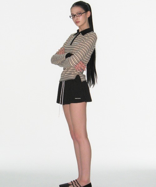 CRANK(クランク)の「MULTI STRIPED POLO SHIRTS(ポロシャツ・レディース・アイボリー/ブラウン・FREE)」の7枚目の写真