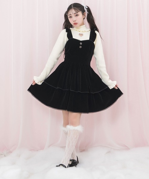 Honey Cinnamon(ハニーシナモン)の「ハート開きラインストーンタートルニット(ニット/セーター・レディース・ピンク/ホワイト/ブラック・FREE)」の16枚目の写真