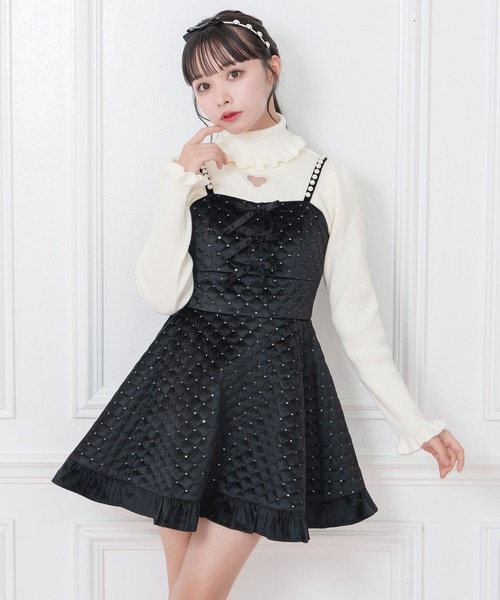 Honey Cinnamon(ハニーシナモン)の「ハート開きラインストーンタートルニット(ニット/セーター・レディース・ピンク/ホワイト/ブラック・FREE)」の17枚目の写真