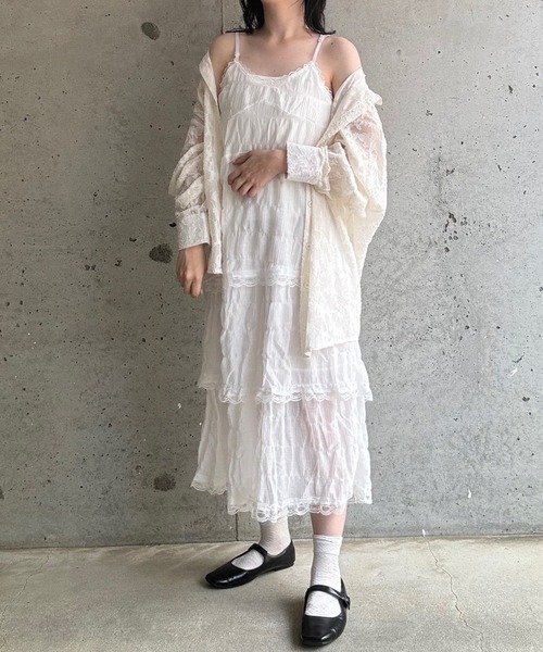 merrylatte（メリーラテ）の「フリルティアードキャミワンピース（ワンピース・レディース・ブラック/ホワイト・MEDIUM/LARGE/SMALL）」の6枚目の写真