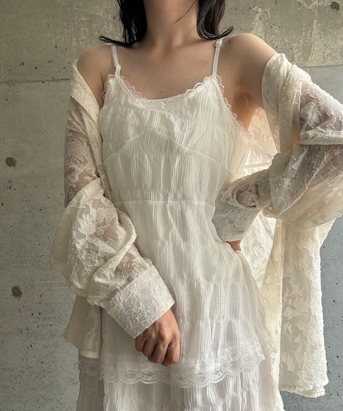 merrylatte（メリーラテ）の「フリルティアードキャミワンピース（ワンピース・レディース・ブラック/ホワイト・MEDIUM/LARGE/SMALL）」の10枚目の写真