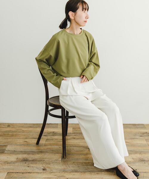 ITEMS URBANRESEARCH(アイテムズ アーバンリサーチ)の「カットジョーゼットロングTシャツ(Tシャツ/カットソー・レディース・チャコールグレー/オフホワイト/ライトカーキ・FREE)」の11枚目の写真