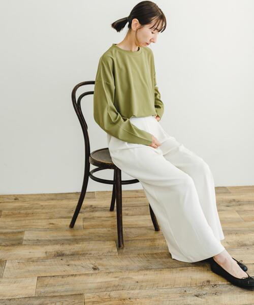ITEMS URBANRESEARCH(アイテムズ アーバンリサーチ)の「カットジョーゼットロングTシャツ(Tシャツ/カットソー・レディース・チャコールグレー/オフホワイト/ライトカーキ・FREE)」の12枚目の写真