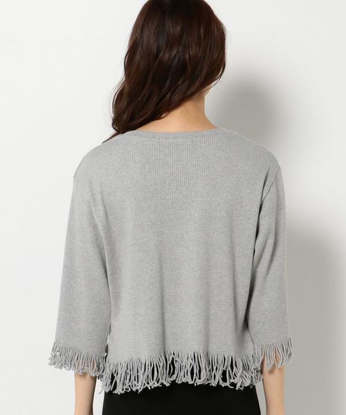 Another Edition（アナザーエディション）の「リブタチキリフリンジＴシャツ/AEBC リブタチキリ T◆（Tシャツ/カットソー・レディース・ブラック/ライトグレー/ライム・フリー）」の4枚目の写真