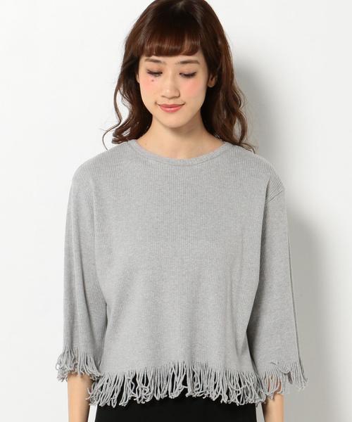 Another Edition（アナザーエディション）の「リブタチキリフリンジＴシャツ/AEBC リブタチキリ T◆（Tシャツ/カットソー・レディース・ブラック/ライトグレー/ライム・フリー）」の5枚目の写真