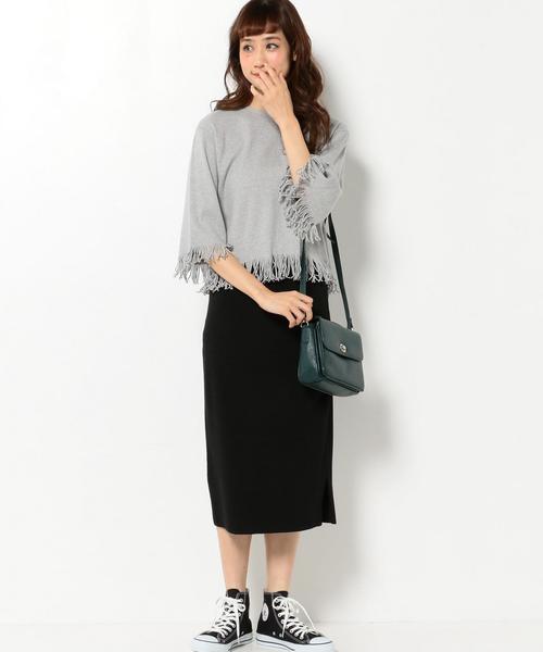 Another Edition（アナザーエディション）の「リブタチキリフリンジＴシャツ/AEBC リブタチキリ T◆（Tシャツ/カットソー・レディース・ブラック/ライトグレー/ライム・フリー）」の7枚目の写真